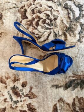 kate spade Royal Blue Satin Knot Slingback Heels